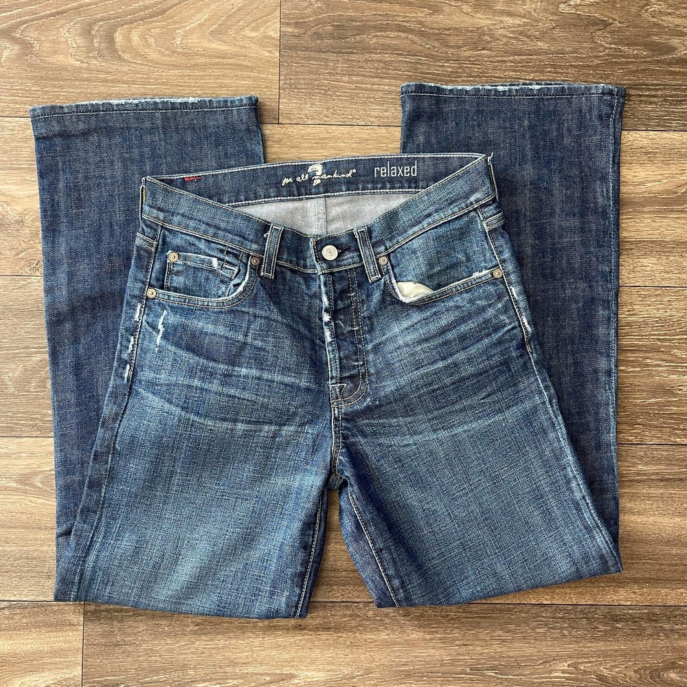7 For All Mankind Relaxed Distressed Denim Jeans Size 28